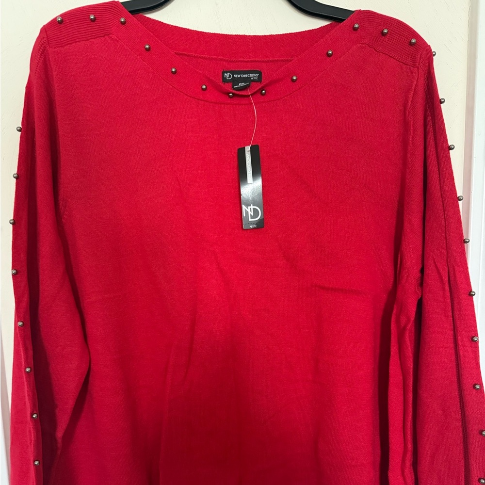 Women's New Directions Night Red Long Sleeve  Pullover Top PXL